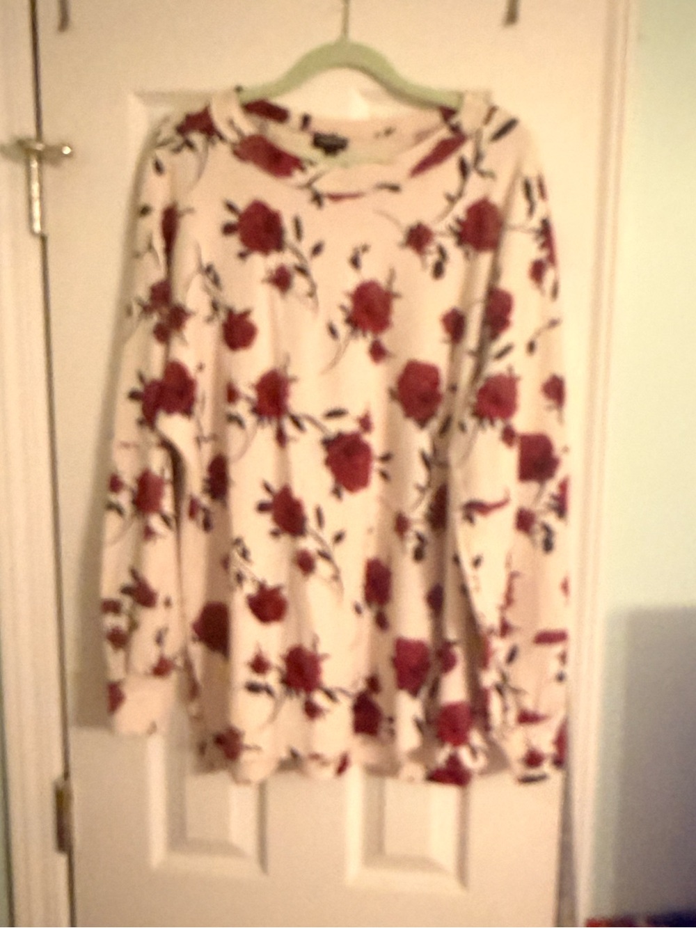 torrid Cream Floral Long-Sleeve Sweatshirt with Red Roses